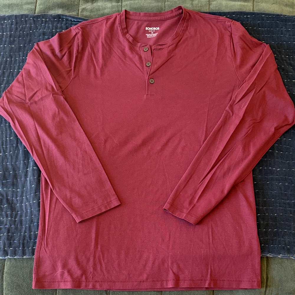 BONOBOS Men’s Pima Performance Slim Fit Long Sleeve Henley